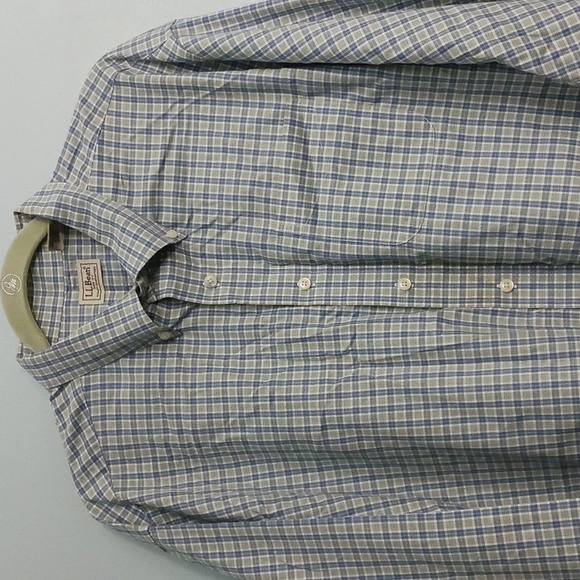 L.L.Bean size XXL-Tall men's plaid blue and white long sleeves shirt. - Picture 5 of 16